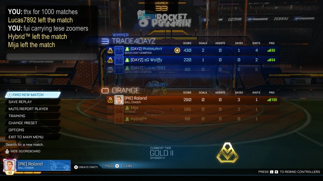 Thanks for 1000 matches Fuck carrying these zoomers